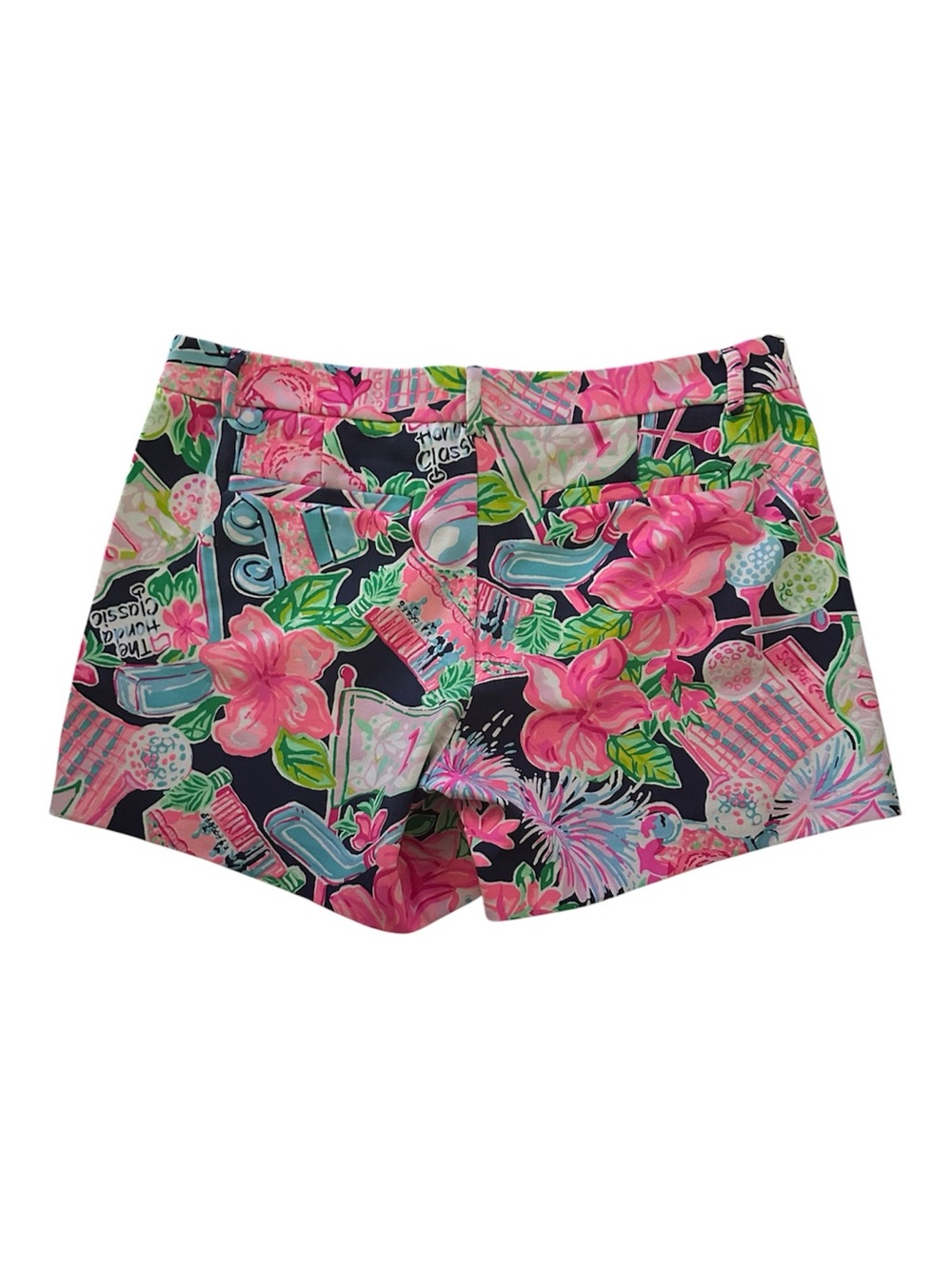 Lilly Pulitzer Callahan High Tide Navy Honda Classic Stretch 5” Shorts Size 8 - Picture 3 of 6